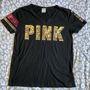 Vs pink bling campus tee